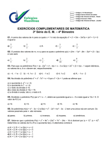 EXERCÍCIOS COMPLEMENTARES DE MATEMÁTICA 3ª Série do EM