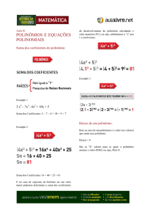 polinômios e equações polinomiais
