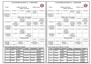 calendário de provas – 2º bimestre calendário de provas – 2º bimestre