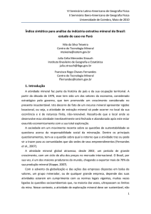 Índice sintético para análise da indústria extrativa mineral do Brasil