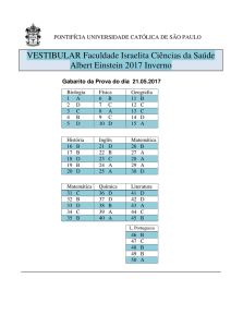 VESTIBULAR Faculdade Israelita Ciências da Saúde Albert Einstein