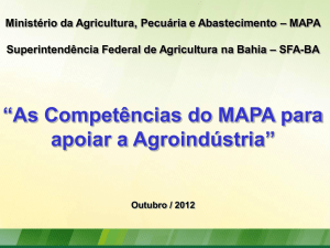 “As Competências do MAPA para apoiar a Agroindústria”