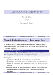 5. Generics, Iterators e Comparable em Java Tipos de Dados