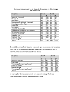 Componentes curriculares do Curso de Graduação em Odontologia