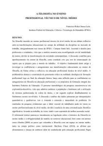 A filosofia no ensino profissional técnico de - CEFET