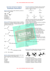 Exercícios de Química Orgânica Classificação e Nomenclatura