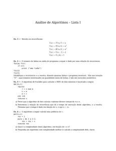 Análise de Algoritmos – Lista I