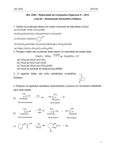 QFL 4320 LISTA 02 QFL 4320 – Reatividade de Compostos