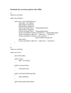 Resolução dos exercícios da Pilha
