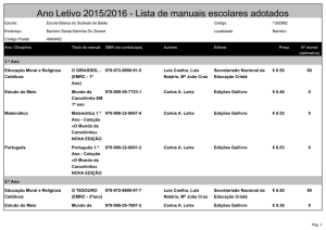 Ano Letivo 2015/2016 - Lista de manuais