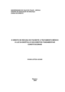 o direito de recusa do paciente a tratamento médico à luz