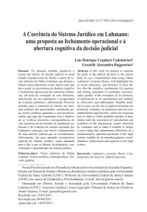 A Coerência do Sistema Jurídico em Luhmann: uma