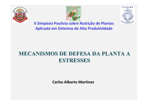 Mecanismos de defesa da planta a estresses
