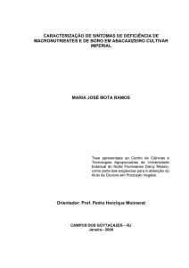 caracterização de sintomas de deficiência de macronutrientes e de