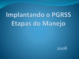 Implantando o PGRSS Etapas do Manejo