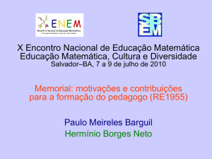 Memorial: motivações e contribuições para a formação do pedagogo
