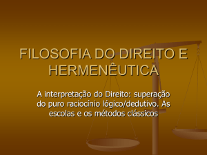 FILOSOFIA DO DIREITO E HERMENÊUTICA