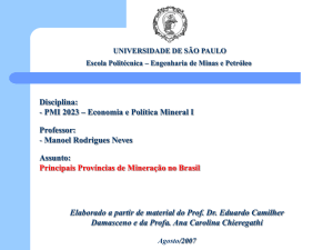 PMI 2023 – Economia e Política Mineral I UNIVERSIDADE DE SÃO