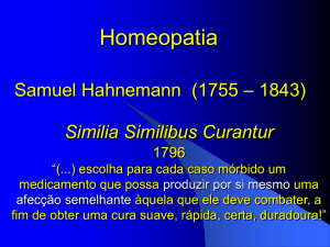 Homeopatia. - Sociedade Brasileira de Medicina de Família e