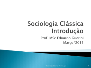 Sociologia Clássica Introdução