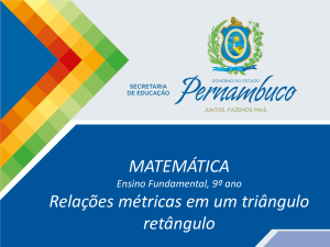 Matemática, 9º ano, Relações métricas em um triângulo retângulo