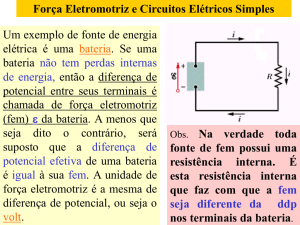 (a) um circuito elétrico com uma bateria e em