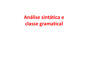 Análise sintática e classe gramatical