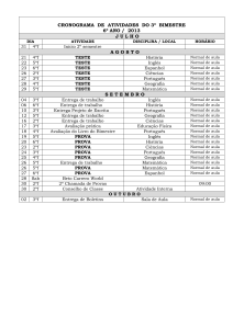 CRONOGRAMA DE ATIVIDADES DO 2º BIMESTRE