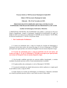 Processo Seletivo nº 002/Secretaria Municipal de Saúde/2009