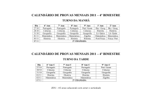 calendário de provas mensais 2011 – 4º bimestre