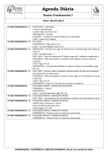 1º ANO FUNDAMENTAL - A PORTUGUÊS – Calendário. Leitura e