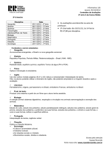 Informativo 135 Jacareí, 05/10/2012 Conteúdos de Avaliações 2ª