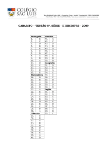 GABARITO – TESTÃO 8ª. SÉRIE - II BIMESTRE