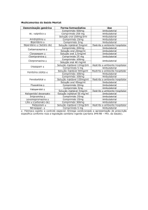 Medicamentos da Saúde Mental: Denominação genérica Forma