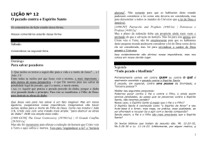 O Pecado Contra o Espírito Santo Comentário da Lição 12