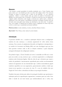 A interface Sintaxe-Léxico e a Teoria dos Papéis Temáticos