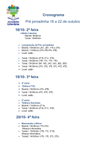 Cronograma Pré jornadinha 18 a 22 de outubro 18/10