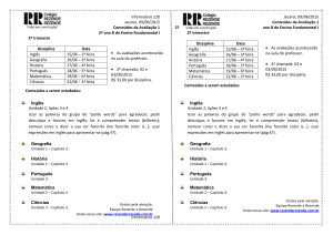 Informativo 120 Jacareí, 09/06/2015 Conteúdos da Avaliação 1 2º
