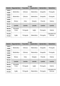 5º ANO Horário Segunda-feira Terça-feira Quarta-feira Quinta