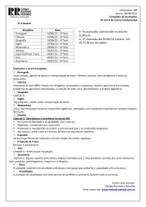 Informativo 109 Jacareí, 06/06/2013 Conteúdos de Avaliações 8º