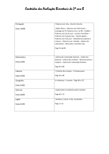 Conteúdos das Avaliações Bimestrais do 2º ano B Português Data