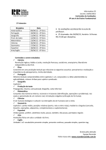 Informativo 25 Jacareí, 16/03/2012 Conteúdos de Avaliações 8º ano