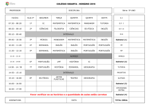 COLÉGIO SIDARTA - HORÁRIO 2016 PROFESSOR DISCIPLINA