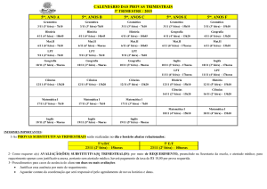 CALENDÁRIO DAS AVALIAÇÕES TRIMESTRAIS – 1ª ETAPA / 2008