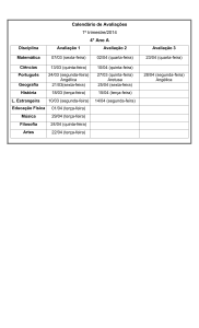 Calendário de Avaliações 1º trimestre/2014 4° Ano A Disciplina