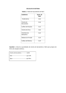 CÁLCULOS DE ISOTONIA Tabela 1. Tabela de equivalentes de