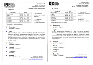 Informativo 043 Jacareí, 12/03/2015 Conteúdos da Avaliação 1 2º