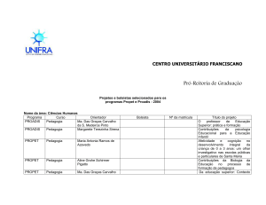 Projetos e bolsistas selecionados para os
