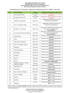 Cronograma de Avaliações dos Cursos – previsão sistema