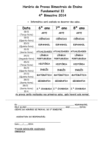 Horário de provas – Ensino Fundamental